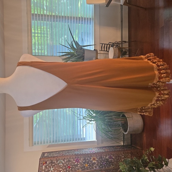 NWT REFORMATION Taurus Dress Sleeveless V Neck Plunge Tassled Toffee XS - Picture 4 of 9